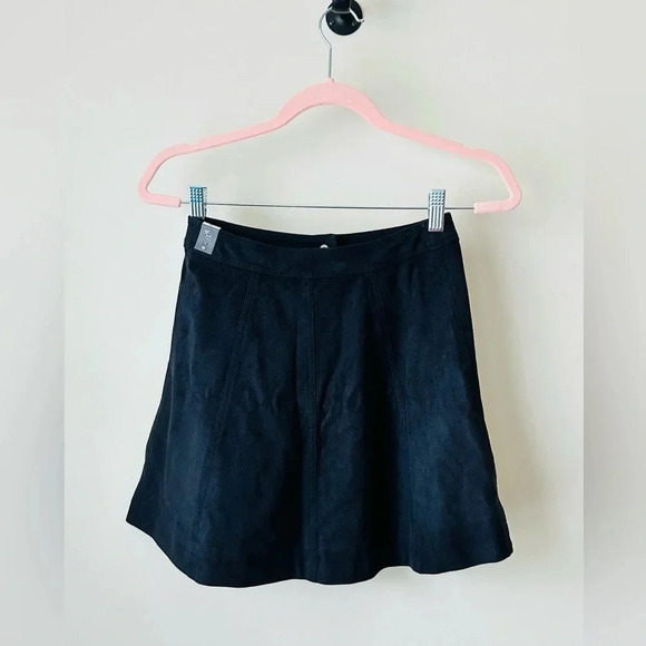 Abercrombie & Fitch Faux Suede Button-Front Black Skirt - Size 00 - NWT - Picture 7 of 12